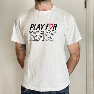 Uniqlo Kei Nishikori Graphic T-shirt Peace For All Men's Sz Medium White Cotton